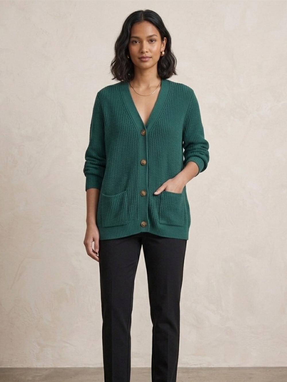 Lands End Oversized Knit Long Sleeve Button Up Cardigan Sweater Women's XS